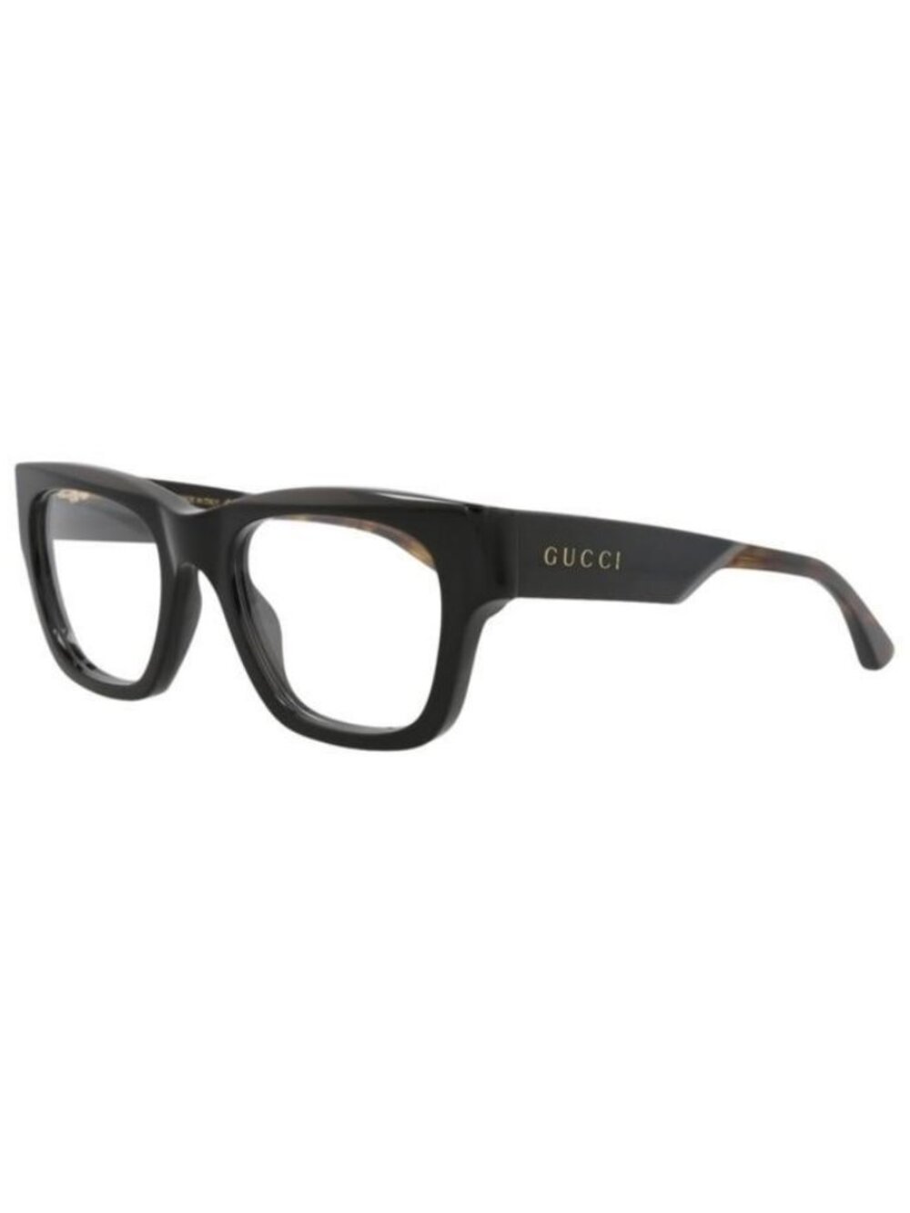 New Gucci Mens Square/Rectangle Black Havana Transparent Fashion Designer Eyegla
